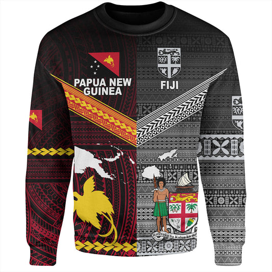 Fiji And Papua Sweatshirt Polynesian And Tapa Together