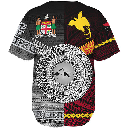 Fiji And Papua Baseball Shirt Polynesian And Tapa Together