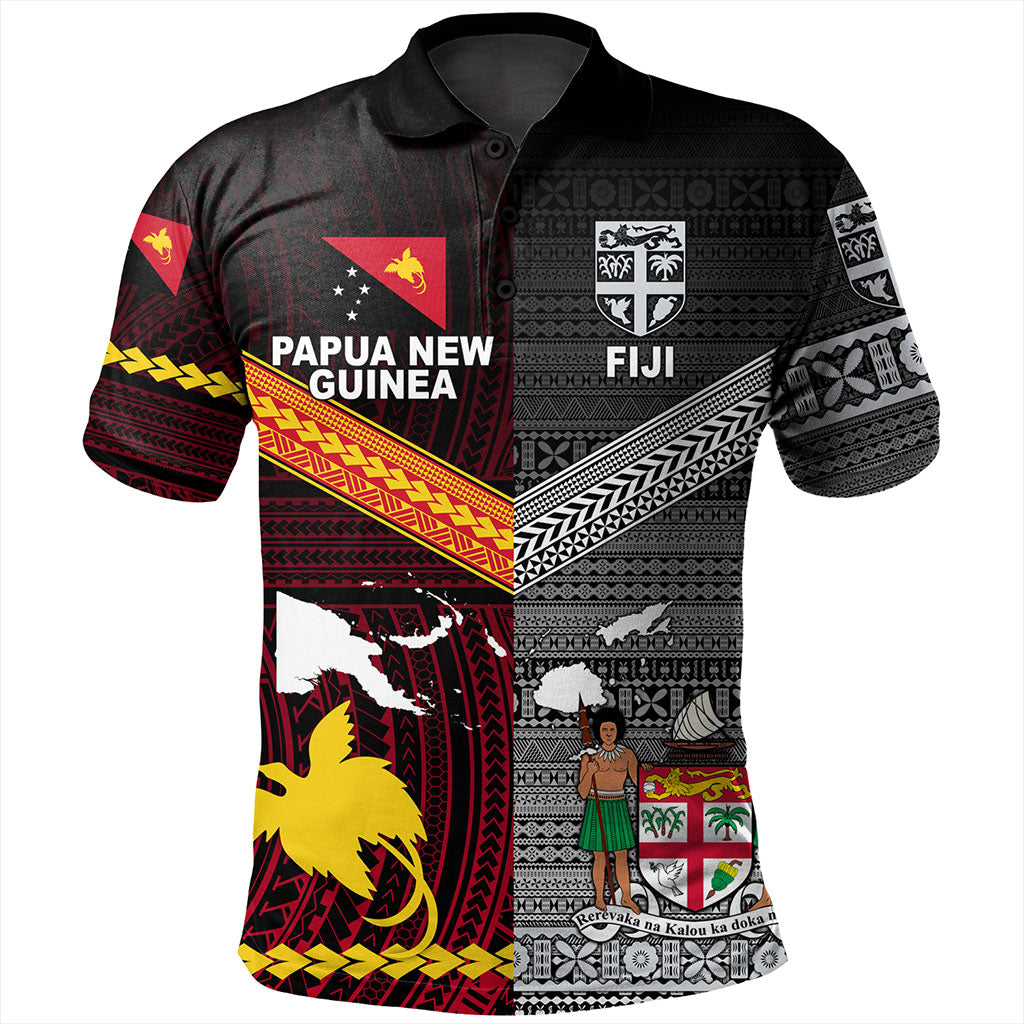 Fiji And Papua Polo Shirt Polynesian And Tapa Together