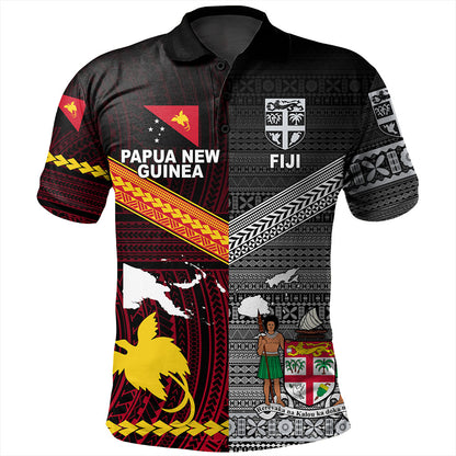 Fiji And Papua Polo Shirt Polynesian And Tapa Together