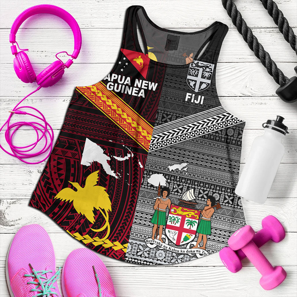 Fiji And Papua Women Tank Polynesian And Tapa Together
