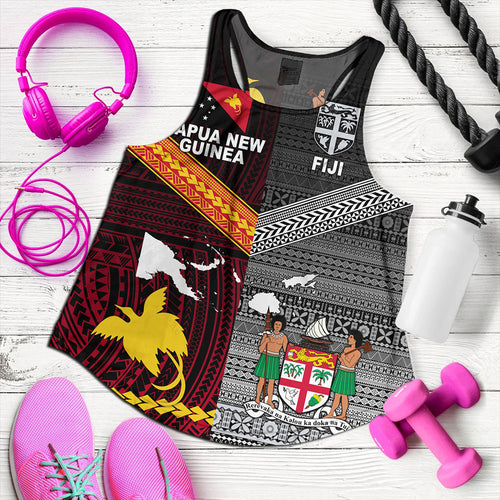 Fiji And Papua Women Tank Polynesian And Tapa Together