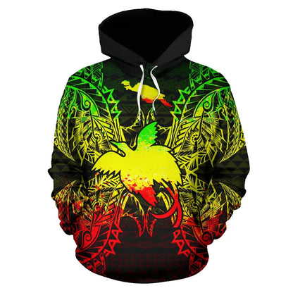 Papua New Giunea Polynesian ll Over Hoodie Map Reggae