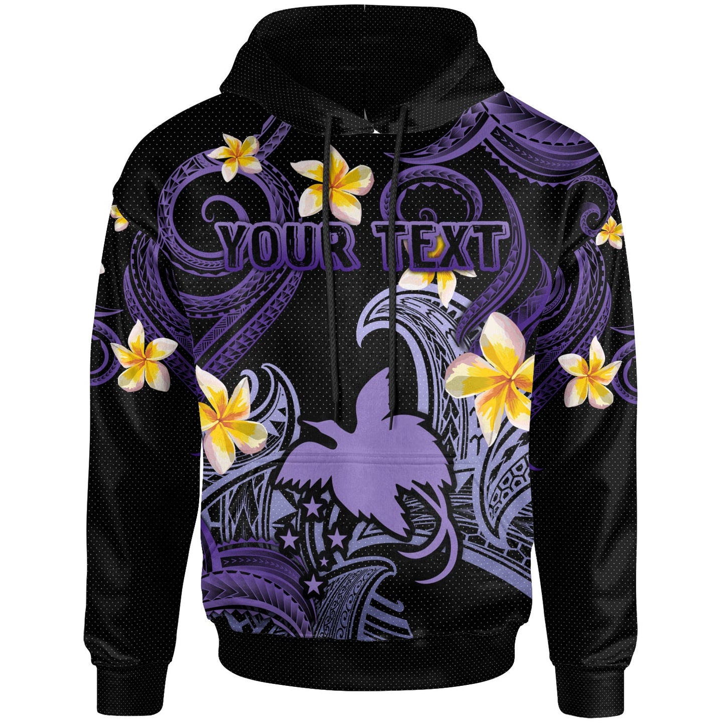 Papua New Guinea Hoodie - Custom Personalised Polynesian Waves with Plumeria Flowers (Purple)