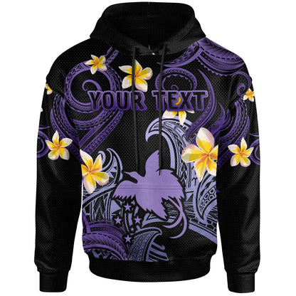 Papua New Guinea Hoodie - Custom Personalised Polynesian Waves with Plumeria Flowers (Purple)