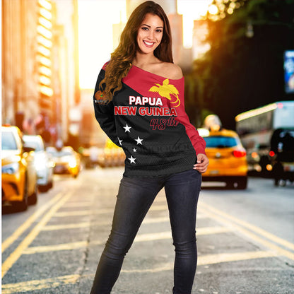 Papua New Guinea Off Shoulder Sweatshirt Independence Day 2023