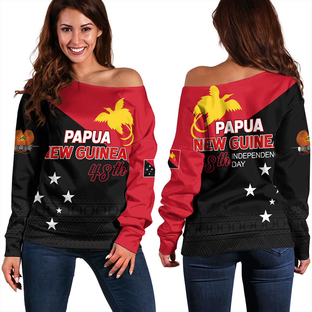 Papua New Guinea Off Shoulder Sweatshirt Independence Day 2023