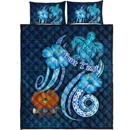 Papua New Guinea Personalised Quilt Bed Set - Turtle and Tribal Tattoo Of Polynesian