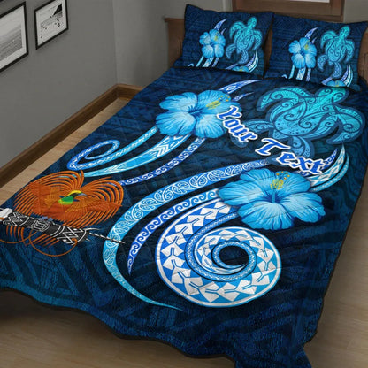 Papua New Guinea Personalised Quilt Bed Set - Turtle and Tribal Tattoo Of Polynesian