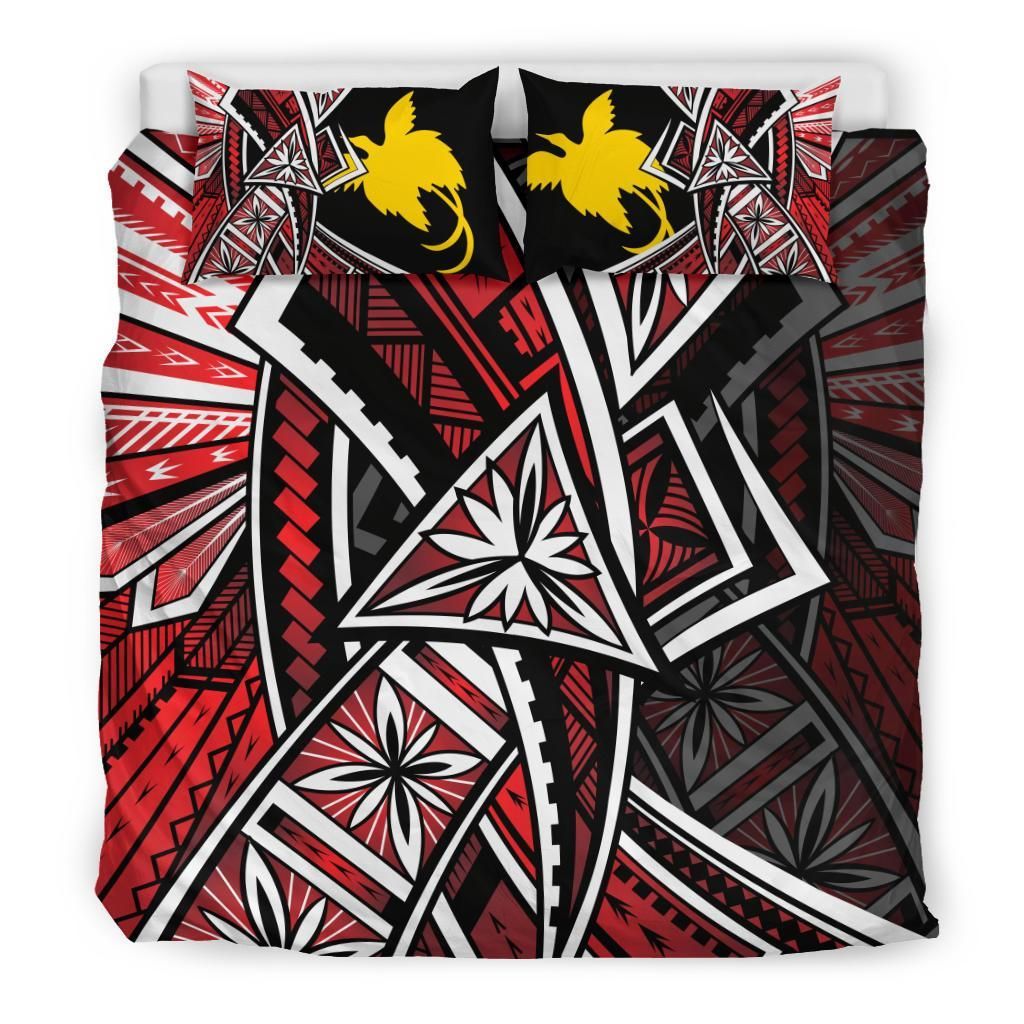 Papua Polynesian Bedding Set - Tribal Flower Special Pattern Red Color