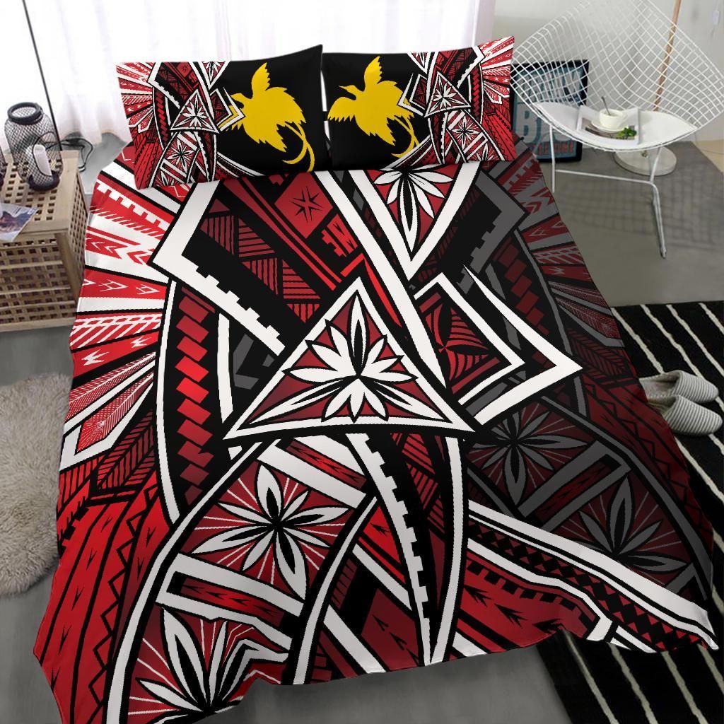 Papua Polynesian Bedding Set - Tribal Flower Special Pattern Red Color