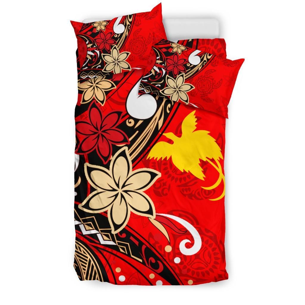 Papua Polynesian Bedding Set - Tribal Flower With Special Turtles Red Color