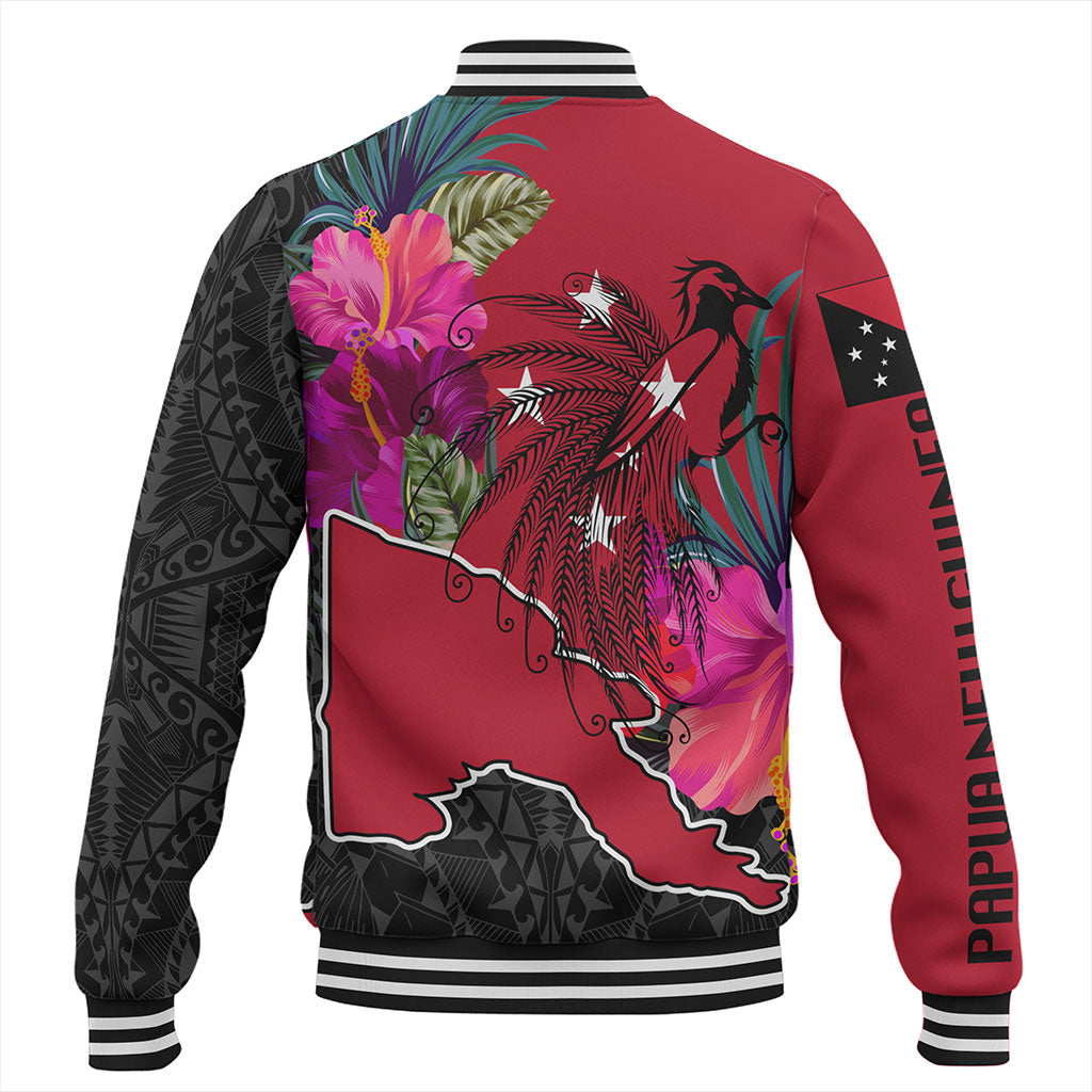 Papua New Guinea Baseball Jacket Map Tropical Style