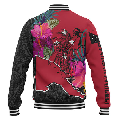 Papua New Guinea Baseball Jacket Map Tropical Style