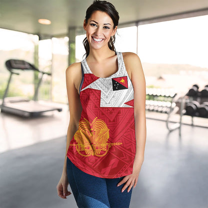 Papua New Guinea Women Tank Polynesian Tattoo Flag And Coat Of Arms