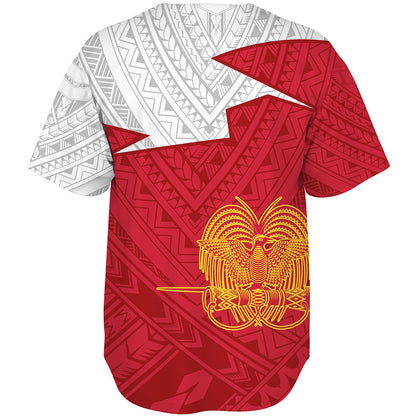 Papua New Guinea Baseball Shirt Polynesian Tattoo Flag And Coat Of Arms