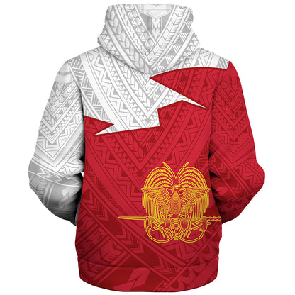 Papua New Guinea Sherpa Hoodie Polynesian Tattoo Flag And Coat Of Arms