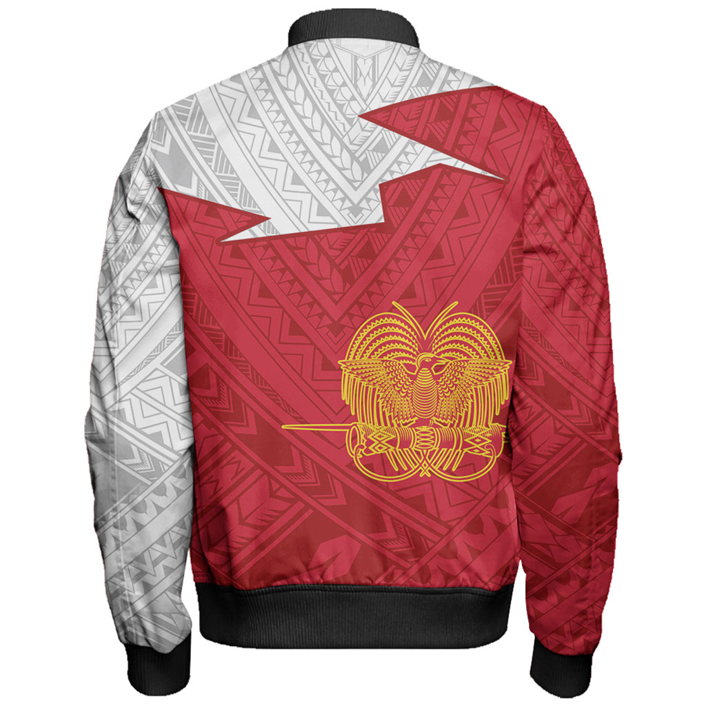 Papua New Guinea Bomber Jacket Polynesian Tattoo Flag And Coat Of Arms