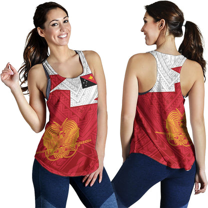 Papua New Guinea Women Tank Polynesian Tattoo Flag And Coat Of Arms