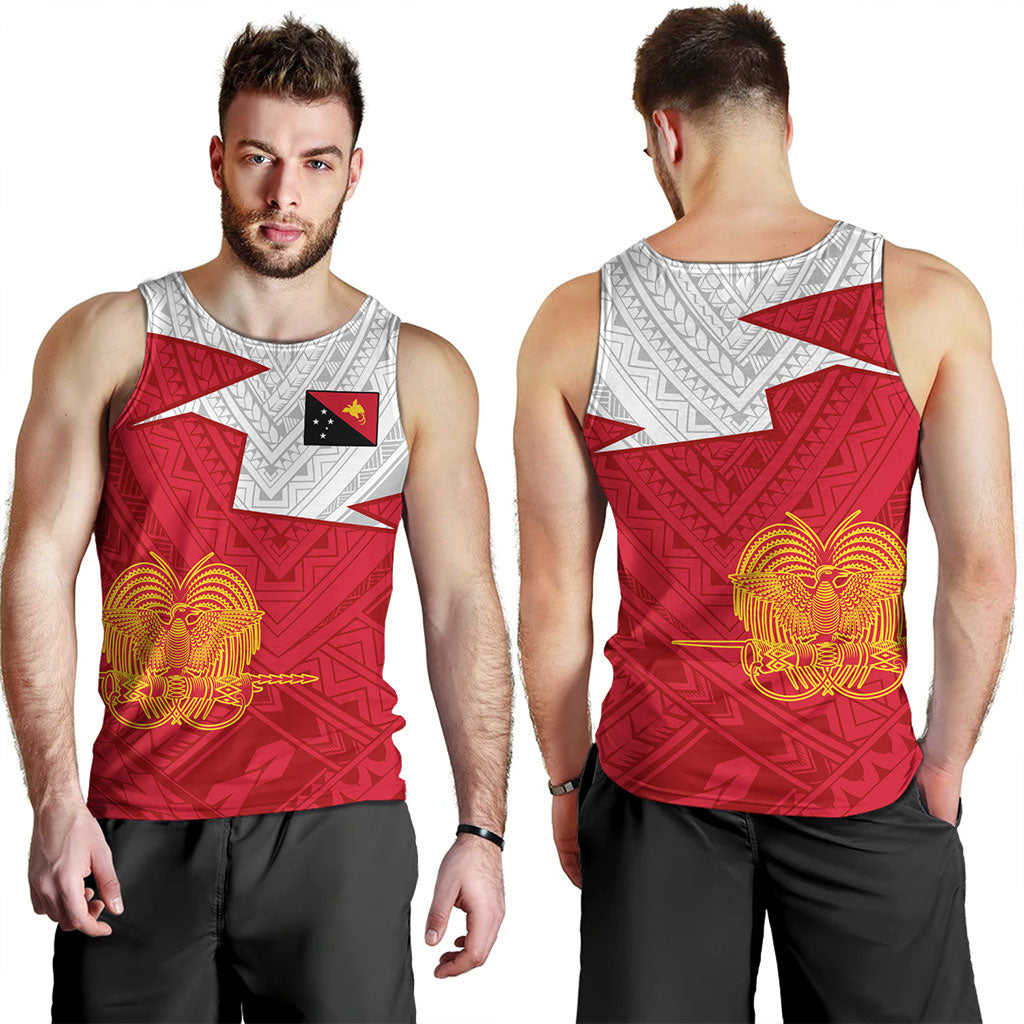 Papua New Guinea Tank Top Polynesian Tattoo Flag And Coat Of Arms