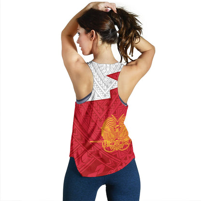 Papua New Guinea Women Tank Polynesian Tattoo Flag And Coat Of Arms