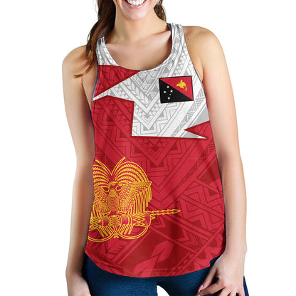 Papua New Guinea Women Tank Polynesian Tattoo Flag And Coat Of Arms