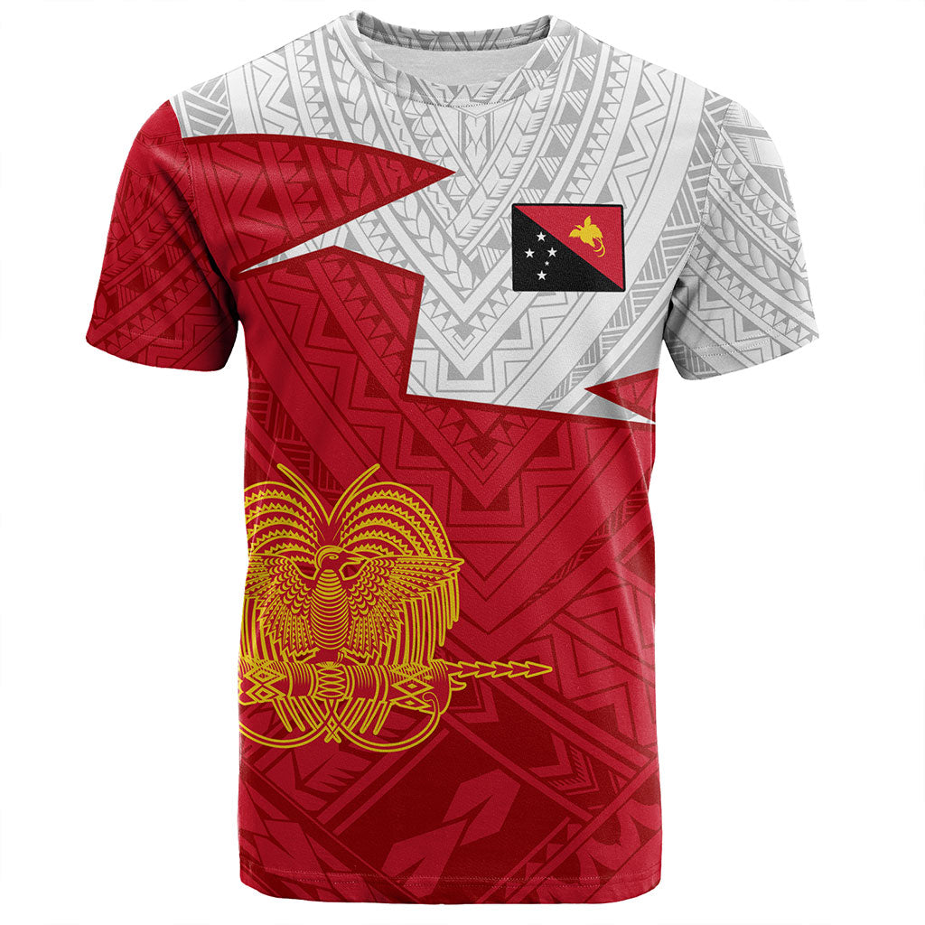 Papua New Guinea T-Shirt Polynesian Tattoo Flag And Coat Of Arms
