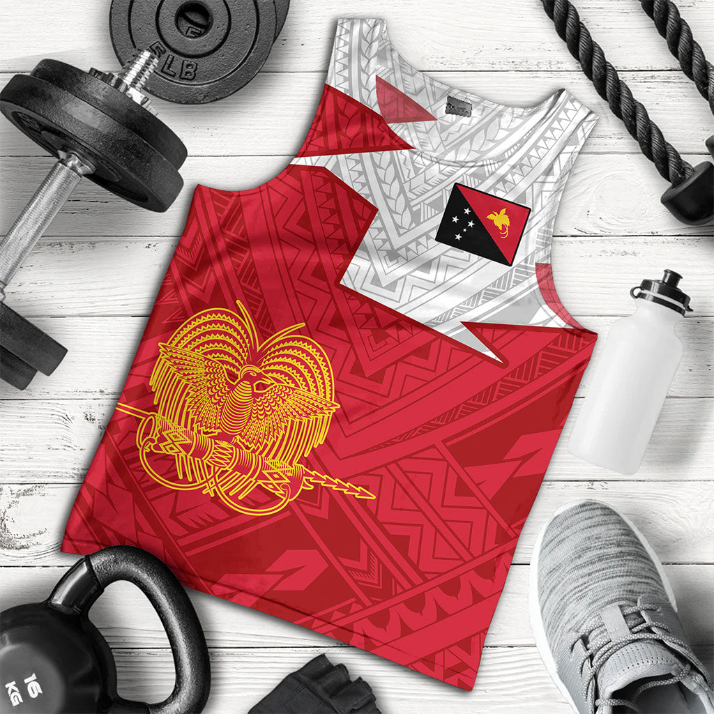 Papua New Guinea Tank Top Polynesian Tattoo Flag And Coat Of Arms
