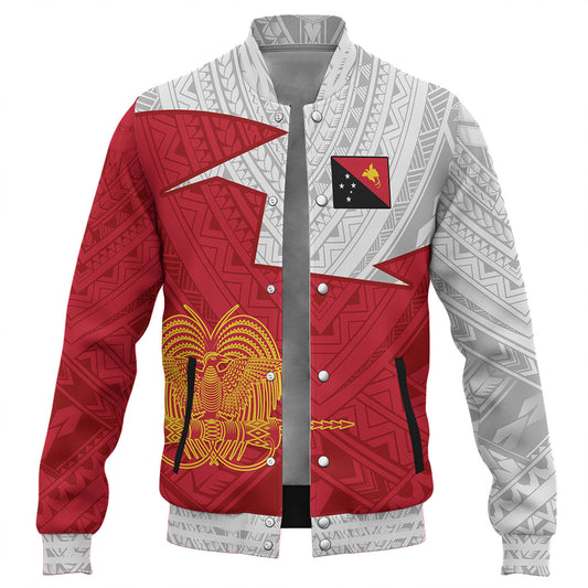 Papua New Guinea Baseball Jacket Polynesian Tattoo Flag And Coat Of Arms