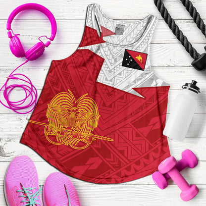 Papua New Guinea Women Tank Polynesian Tattoo Flag And Coat Of Arms
