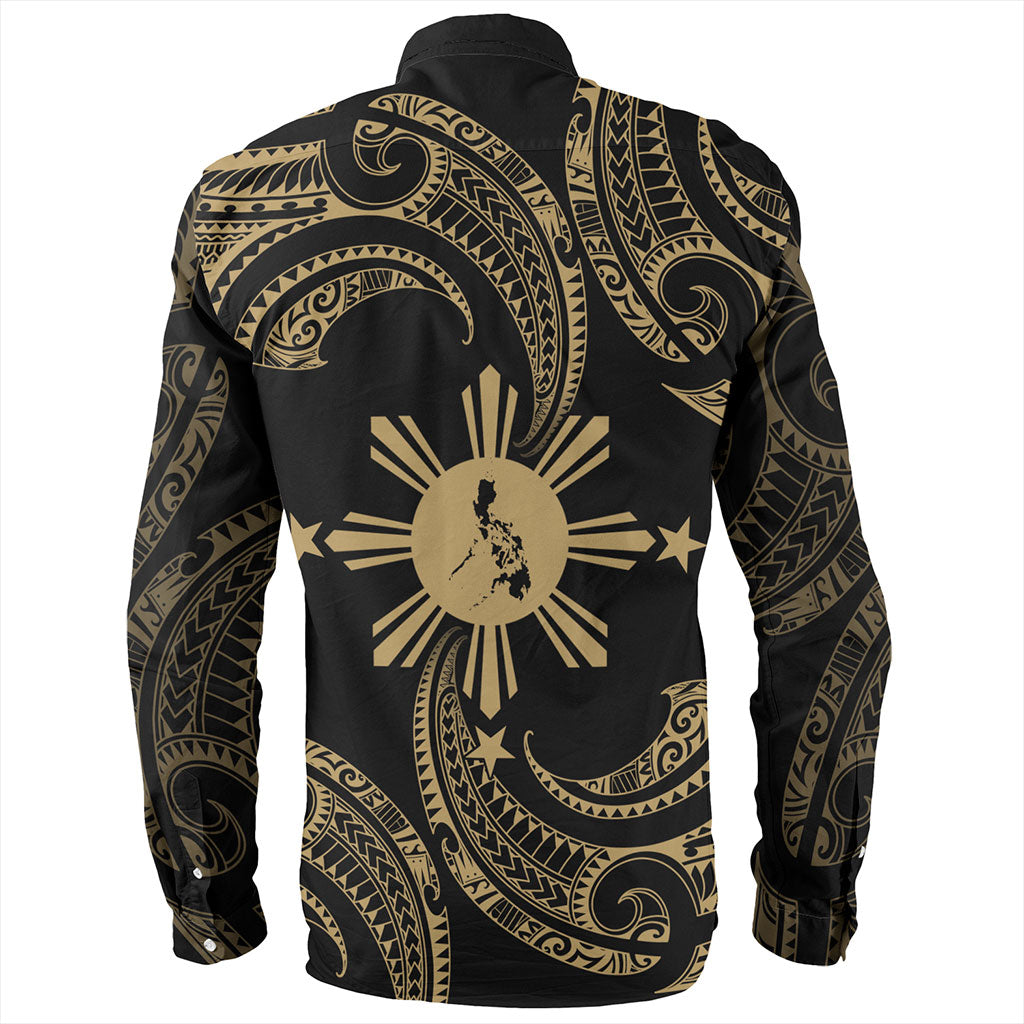 Philippines Filipinos Long Sleeve Shirt Tribal Polynesian Wave Tattoo
