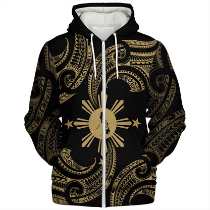 Philippines Filipinos Sherpa Hoodie Tribal Polynesian Wave Tattoo