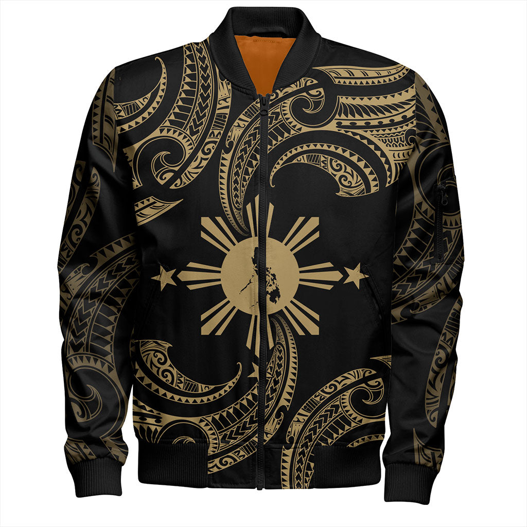 Philippines Filipinos Bomber Jacket Tribal Polynesian Wave Tattoo