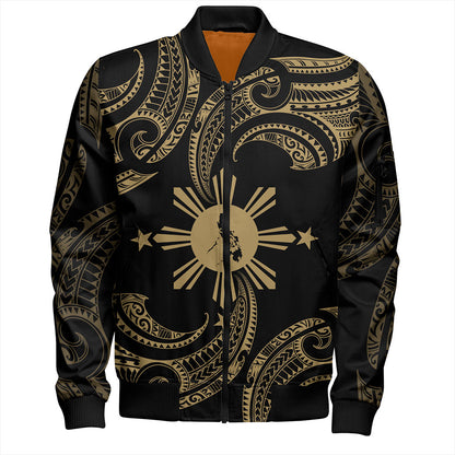 Philippines Filipinos Bomber Jacket Tribal Polynesian Wave Tattoo