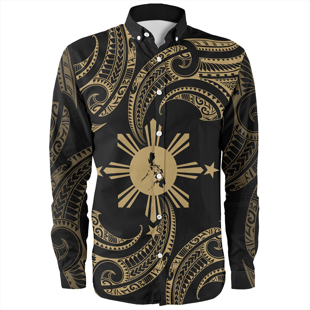 Philippines Filipinos Long Sleeve Shirt Tribal Polynesian Wave Tattoo