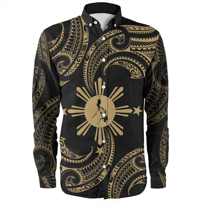 Philippines Filipinos Long Sleeve Shirt Tribal Polynesian Wave Tattoo
