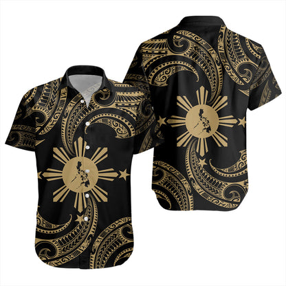 Philippines Filipinos Short Sleeve Shirt Tribal Polynesian Wave Tattoo