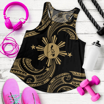 Philippines Filipinos Women Tank Tribal Polynesian Wave Tattoo