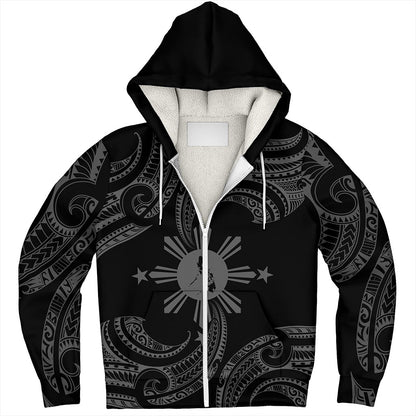 Philippines Filipinos Sherpa Hoodie Tribal Polynesian Wave Tattoo