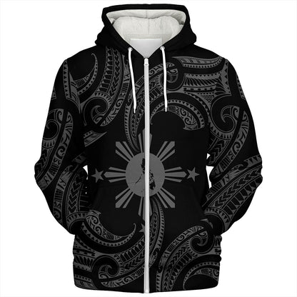 Philippines Filipinos Sherpa Hoodie Tribal Polynesian Wave Tattoo