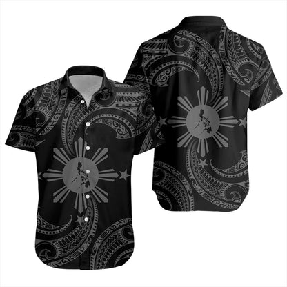 Philippines Filipinos Short Sleeve Shirt Tribal Polynesian Wave Tattoo