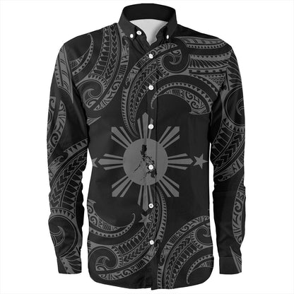 Philippines Filipinos Long Sleeve Shirt Tribal Polynesian Wave Tattoo