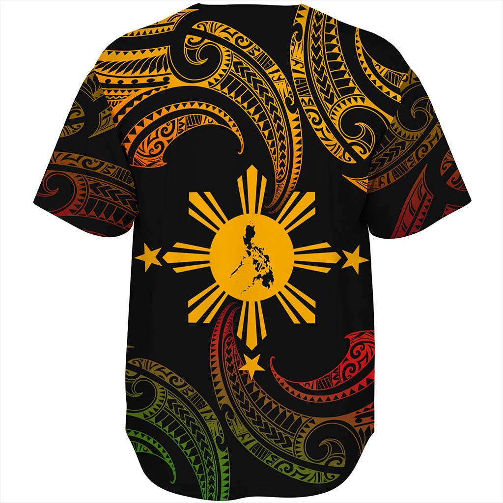 Philippines Filipinos Baseball Shirt Tribal Polynesian Wave Tattoo