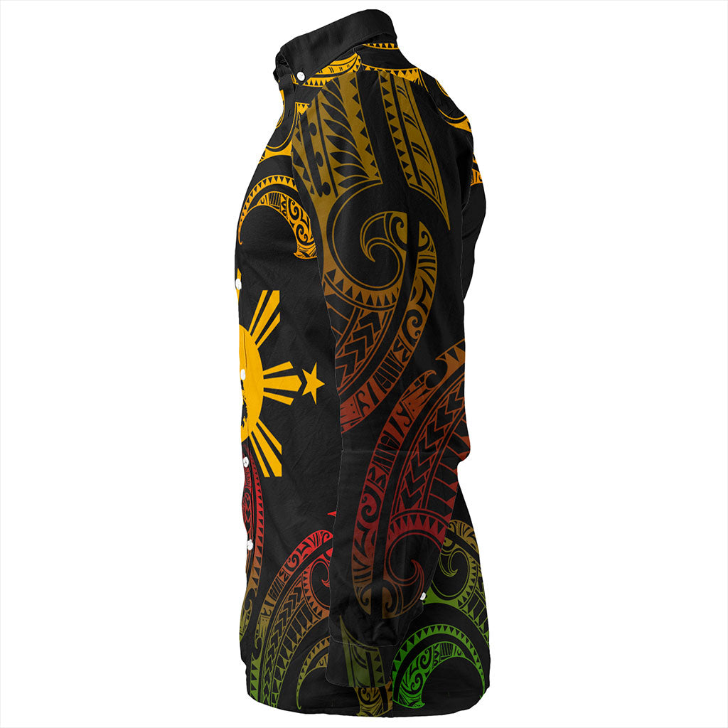 Philippines Filipinos Long Sleeve Shirt Tribal Polynesian Wave Tattoo