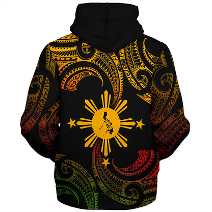 Philippines Filipinos Sherpa Hoodie Tribal Polynesian Wave Tattoo