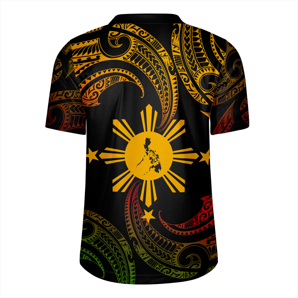 Philippines Filipinos Rugby Jersey Tribal Polynesian Wave Tattoo