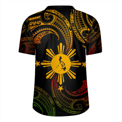 Philippines Filipinos Rugby Jersey Tribal Polynesian Wave Tattoo