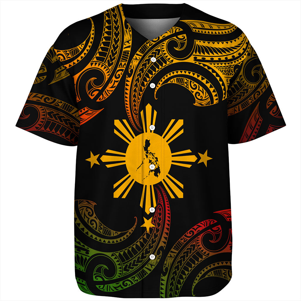 Philippines Filipinos Baseball Shirt Tribal Polynesian Wave Tattoo