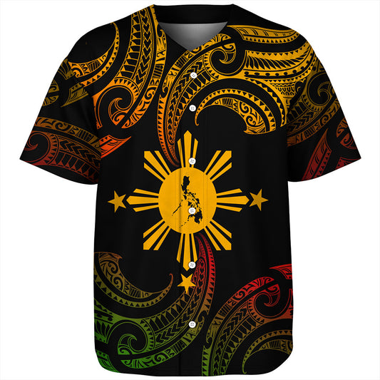 Philippines Filipinos Baseball Shirt Tribal Polynesian Wave Tattoo