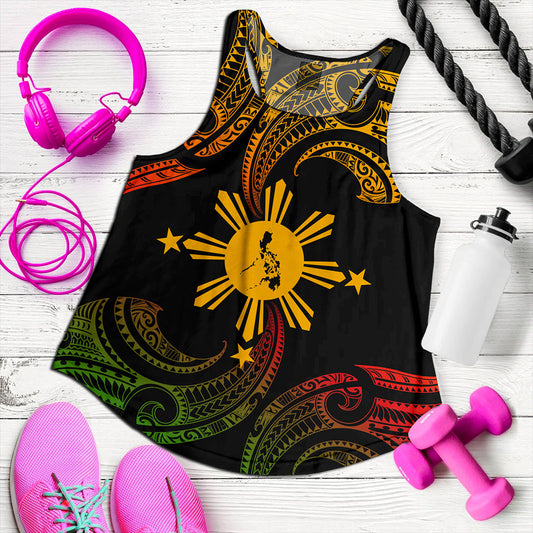 Philippines Filipinos Women Tank Tribal Polynesian Wave Tattoo